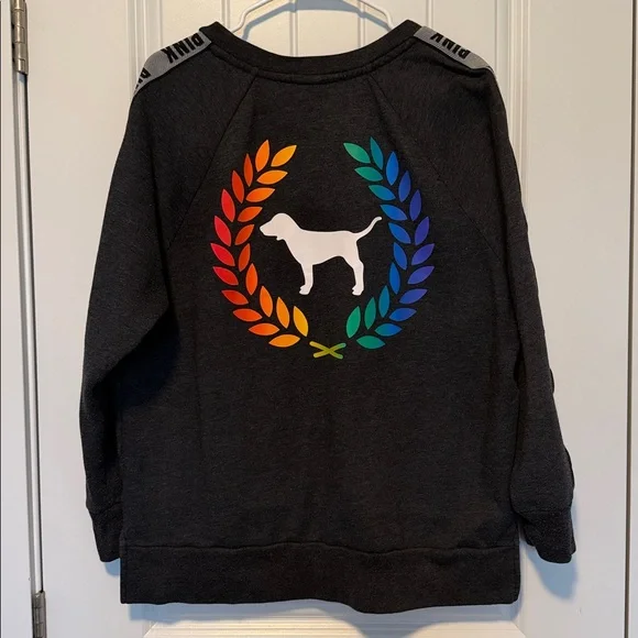 Victoria’s Secret Pink Rainbow Crest Sweatshirt Sz M - Picture 8 of 10